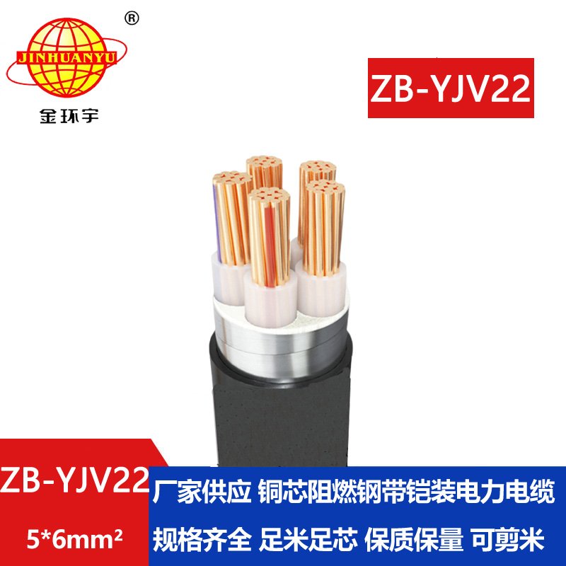 金環(huán)宇電纜 鎧裝電纜yjv22阻燃b級 ZB-YJV22-5X6平方 yjv22電纜