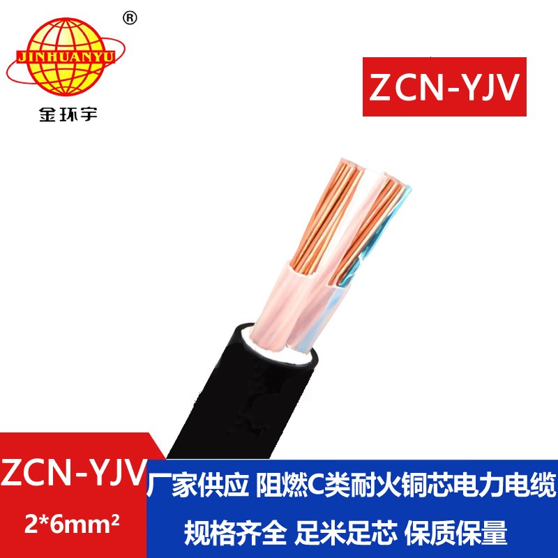 金環(huán)宇電線(xiàn)電纜 銅芯阻燃耐火電纜ZCN-YJV 2X6平方