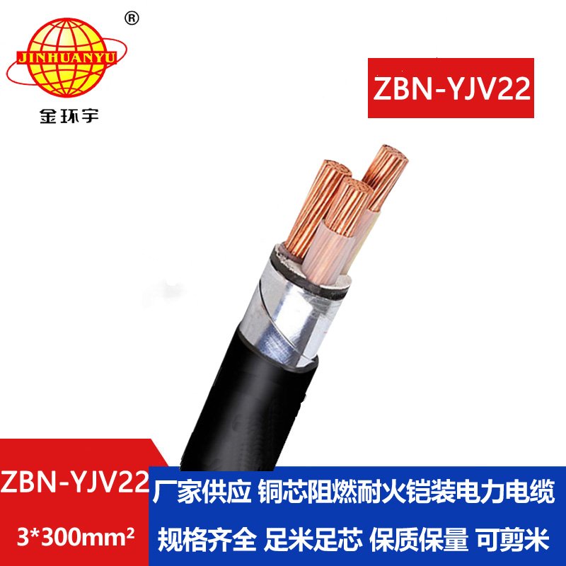 金環(huán)宇電線電纜 b級(jí)阻燃耐火鎧裝電纜ZBN-YJV22-3X300平方y(tǒng)jv22電纜 
