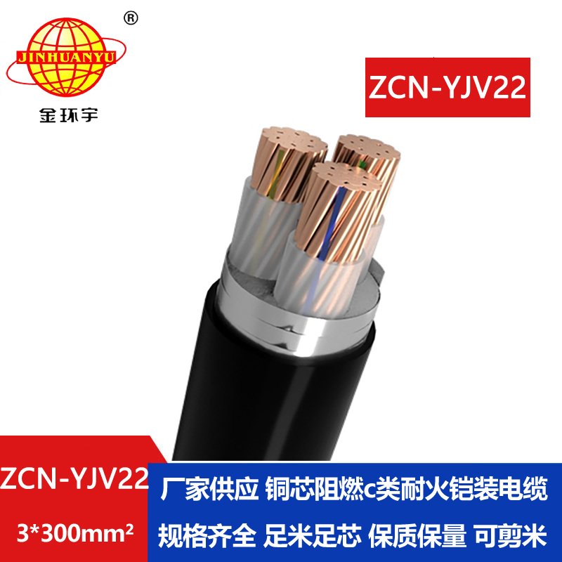 金環(huán)宇電線電纜 阻燃耐火電力電纜 ZCN-YJV22-3X300平方鎧裝低壓電纜