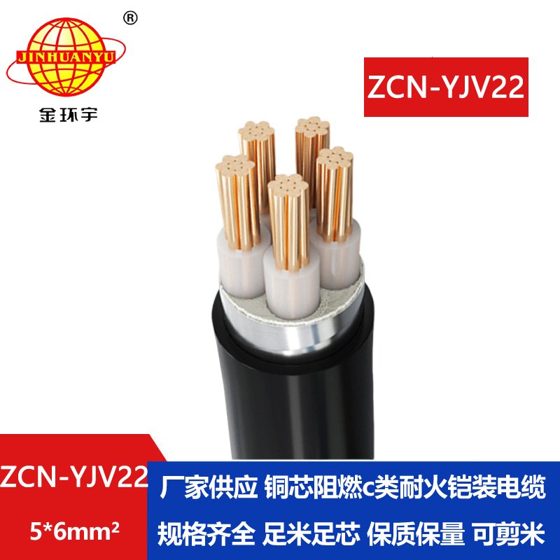 金環(huán)宇電纜 銅芯鎧裝電力電纜c類阻燃耐火電纜ZCN-YJV22-5X6
