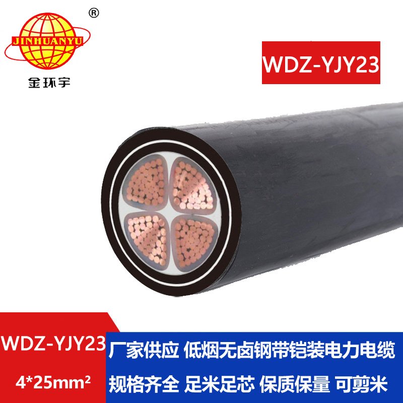 金環(huán)宇電線電纜 交聯(lián)電纜 低煙無鹵鎧裝電纜WDZ-YJY23-4X25平方 銅芯