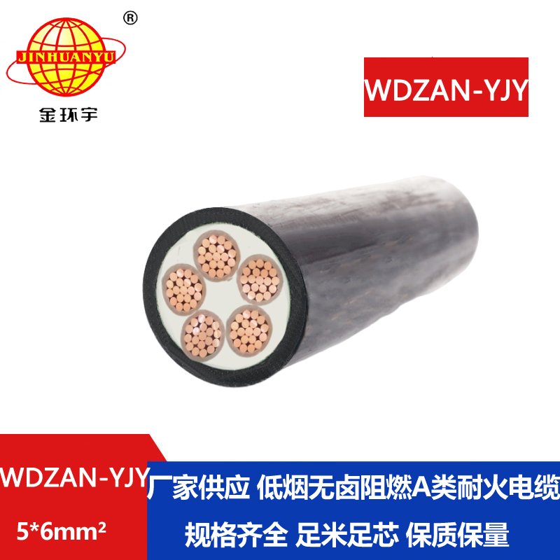 金環(huán)宇電線電纜 低煙無鹵a類阻燃耐火電纜 電力電纜WDZAN-YJY 5X6平方 